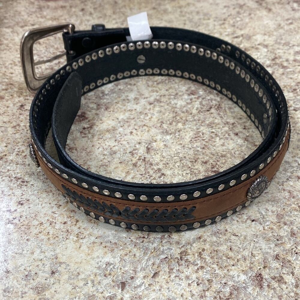 Wrangler 40 black brown leather western belt - Picture 2 of 10